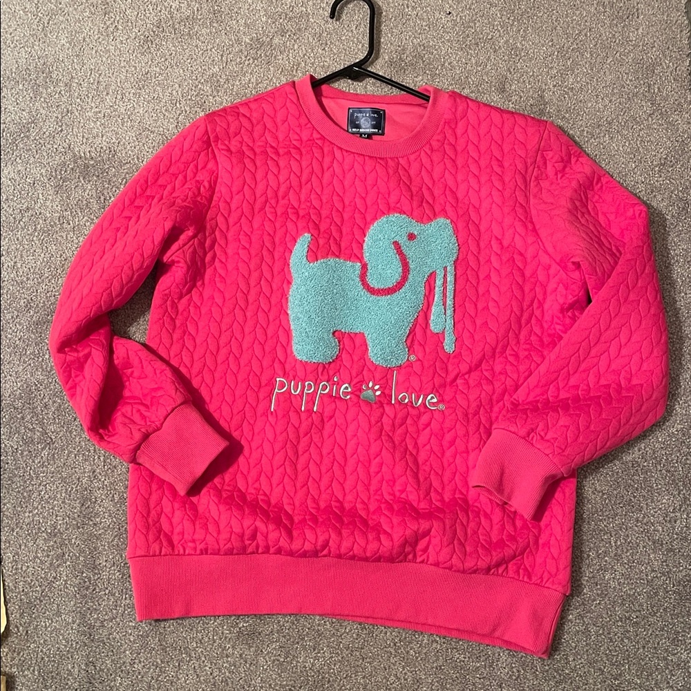 Bright pink puppies Love Sweatshirt